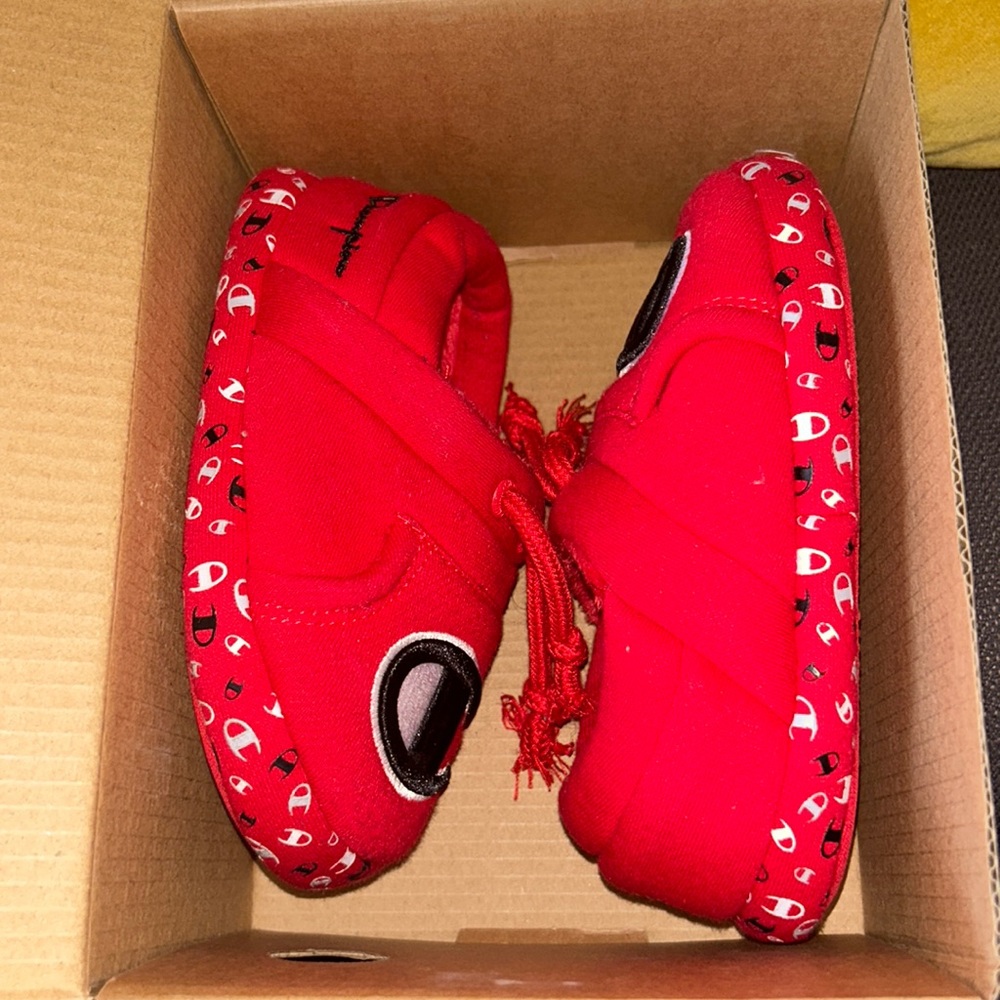 Red champion slippers size 9c